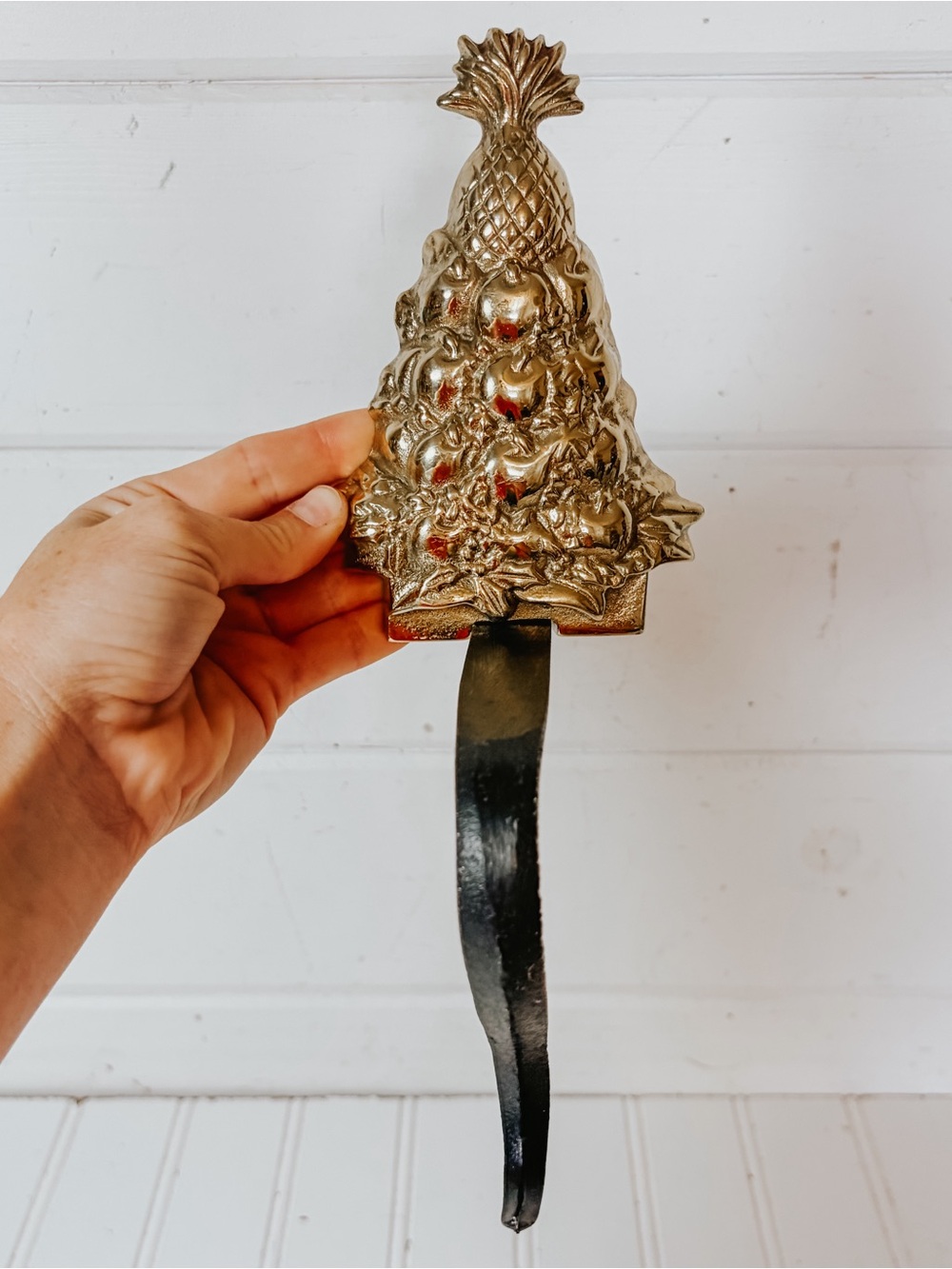 Vintage Brass Christmas Tree Stocking Holder Virginia Metalcrafters